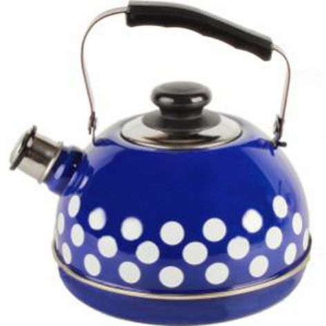 Kettle 2,5l ??04/25/05/01 (movable handle) - blue "White peas" (decor - stainless steel) (4)